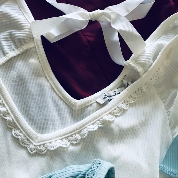 White and Pastel Light Blue Ribbon Shirt Medium American Rag - Picture 3 of 13